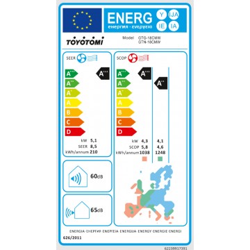 Toyotomi Gosai GTN-18CMW/GTG-18CMW Κλιματιστικό Inverter 18000 BTU A+++/A++ με Ιονιστή και WiFi Whisper White